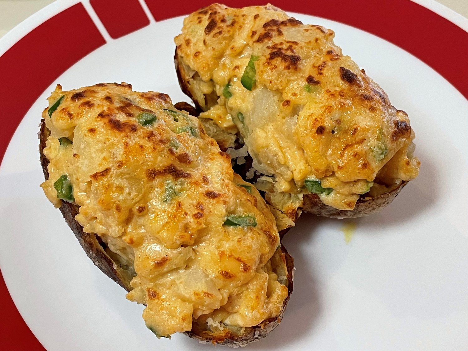 Spicy Twice Baked Stuffed Potatoes with Smoked Gouda